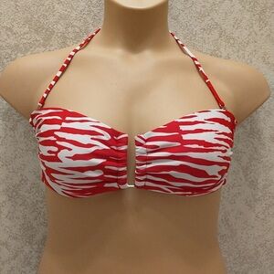 Mossimo Supply Co. Red and White Zebra Halter Bikini Top